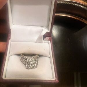 Helzberg Diamonds Silver and White Ring with Intricate Design